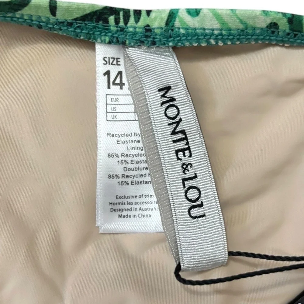 Monte & Lou Elation Twin Band‎ Pant Green Paisley Bikini Bottom Size 10 US NWT